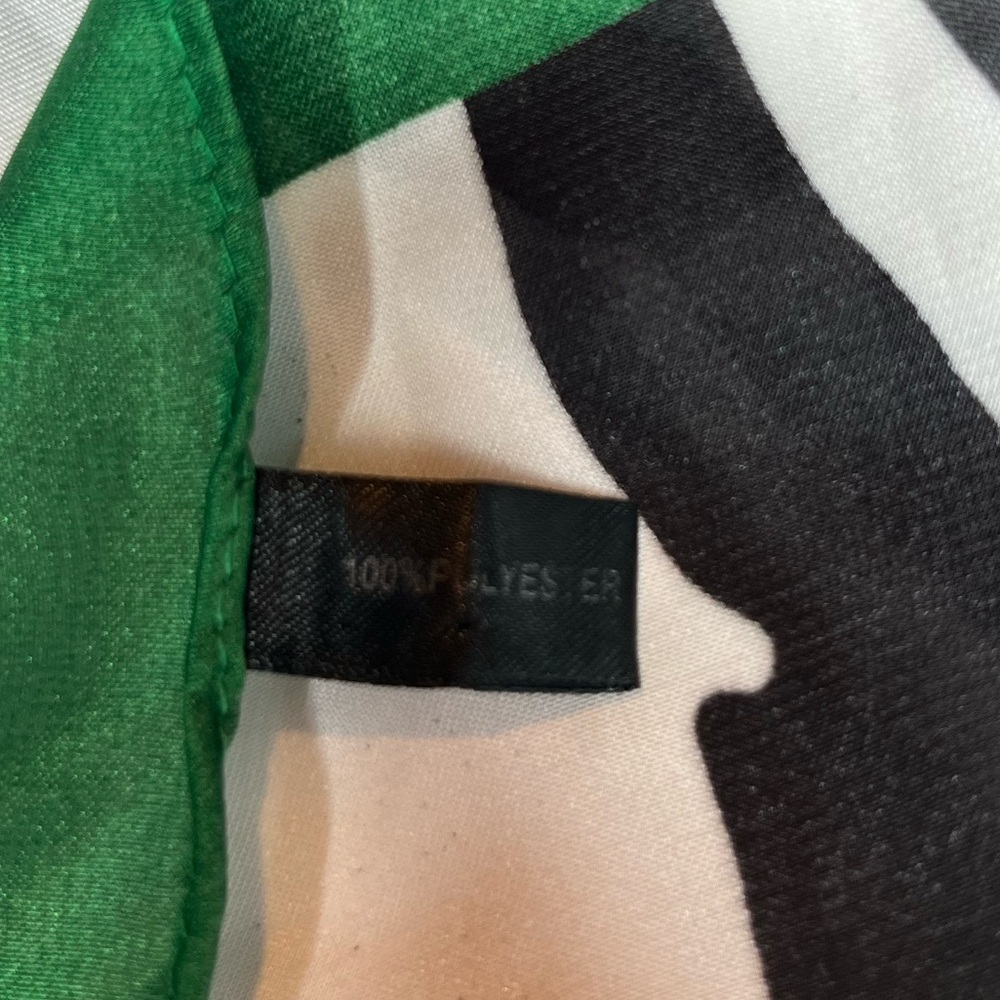 Zebra Print Scarf with Green Border - Picture 2 of 4